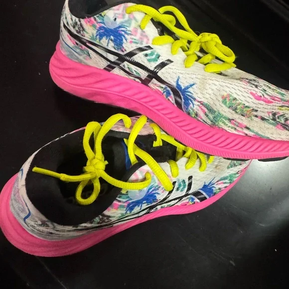 ASICS Women's Pink and Yellow Athletic Shoes - Picture 3 of 6